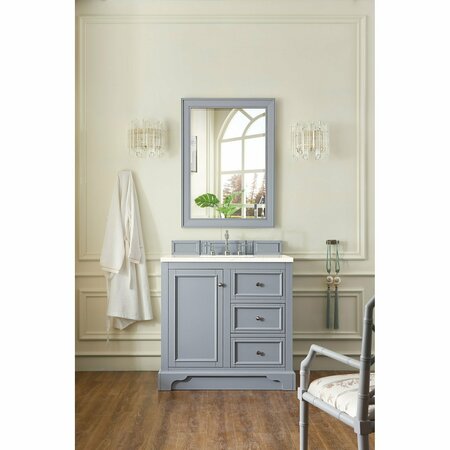 James Martin Vanities De Soto 36in Single Vanity, Silver Gray w/ 3 CM Eternal Marfil Quartz Top 825-V36-SL-3EMR